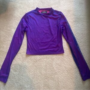 AKIRA Sexy Bold Purple Mesh Long Sleeve Top